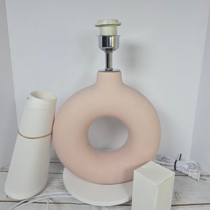 New Pink Ceramic Table Lamp for Living Room Bedroom, 21" Modern Bedside Lamps