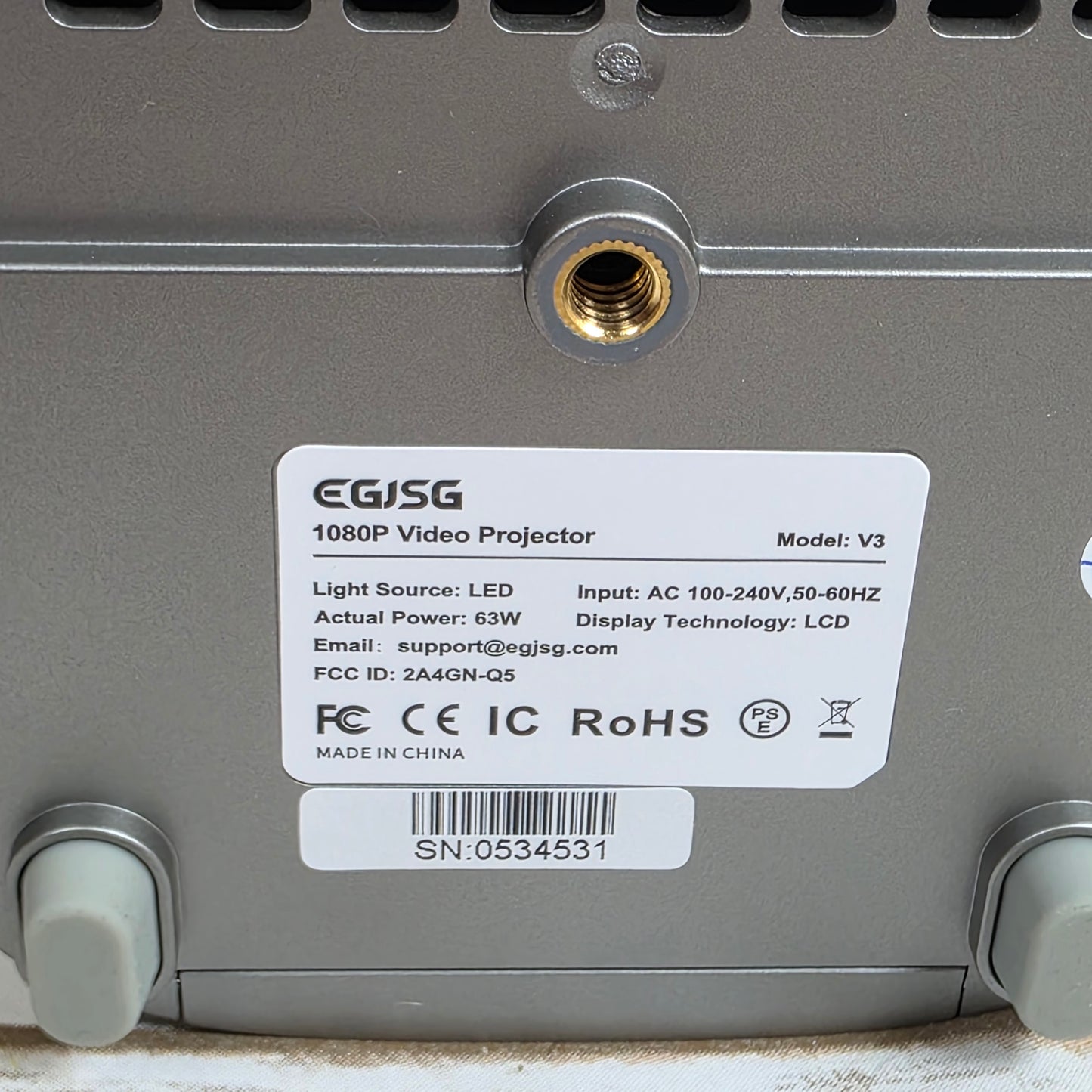 NIB New EGJSG 1080P Portable Projector V3 Gray 5G&2.4G WiFi