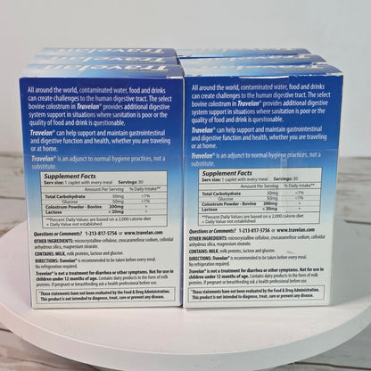 Lot of 6 NIB New Travelan Bovine Colostrum Dietary Supplements 200mg/Caplet 30 Caplets/Box