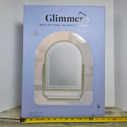 NIB New Glimmer Arch Tri-Tone LED Makeup Mirror Champagne Gold