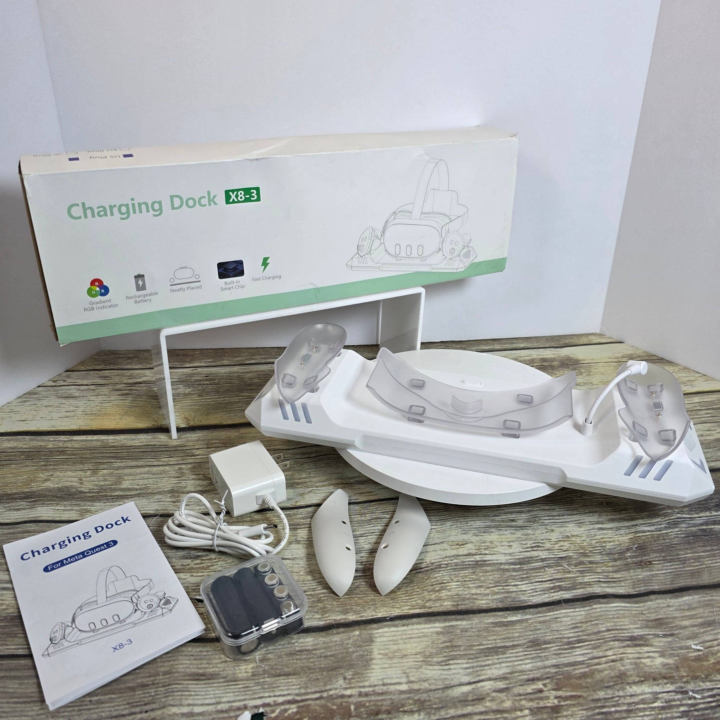 Charging Dock for Meta Quest 3/Quest 3S, Magnetic Charging Station for Oculus Quest 3 VR Headset & Controllers, with 2 Rechargeable 2100mAh Batteries, USB-C Charger and Cable, Supports LED Indicator