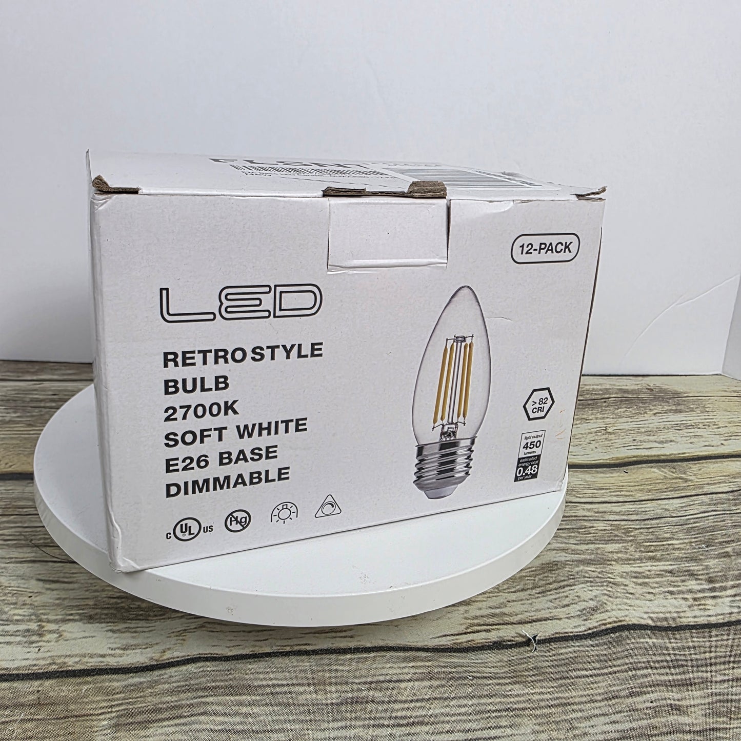NIB New FLSNT LED Retrostyle Bulb 2700K Soft White E26 Base Dimmable 12-Pack
