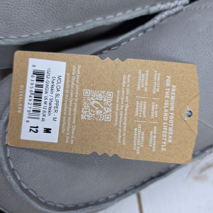 NWT New Men's Olukai Moloa Slippers Sharkskin Gray US Size 12M 10252-GWGW