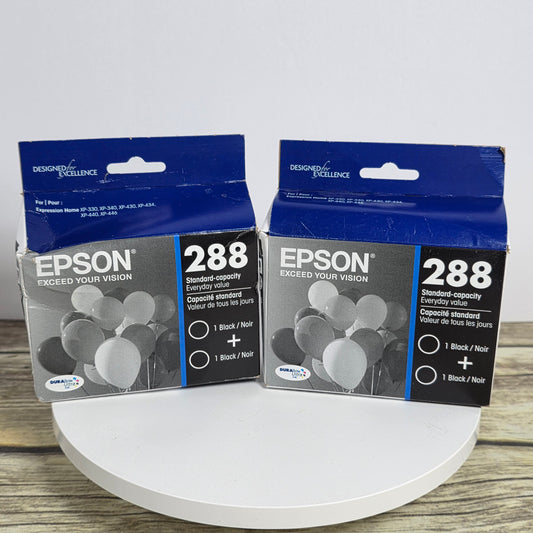 Set of 2 New EPSON 288 Standard Capacity DuraBrite Ultra Ink Cartridge 2-Packs