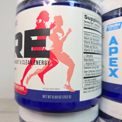 4 Bottles New PERFORMANCE INSPIRED Nutrition APEX Pre Workout Powder Blue Raspberry/Strawberry Kiwi Increase Energy & Endurance Caffeine Beta Alanine All Natural Vegan Formula