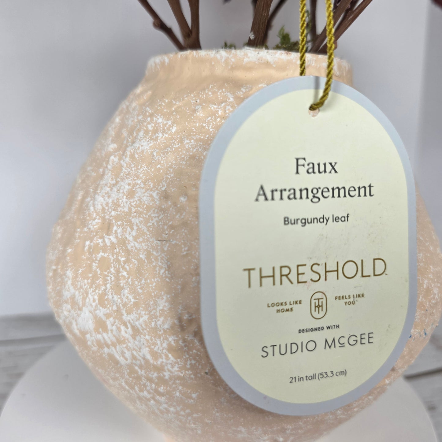 NWT New THRESHOLD Designed W/ Studio McGee Faux Arrangement Burgundy Leaf w/ Vase