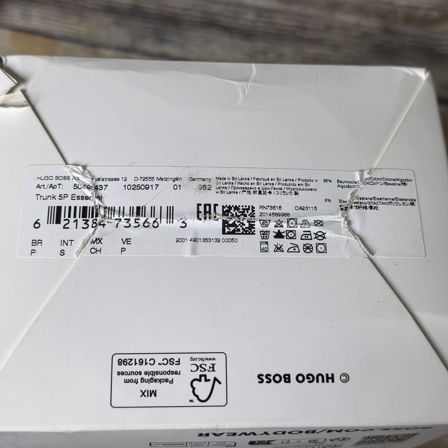 NIOP New Men's BOSS Essential Boxers Small 5 Pack