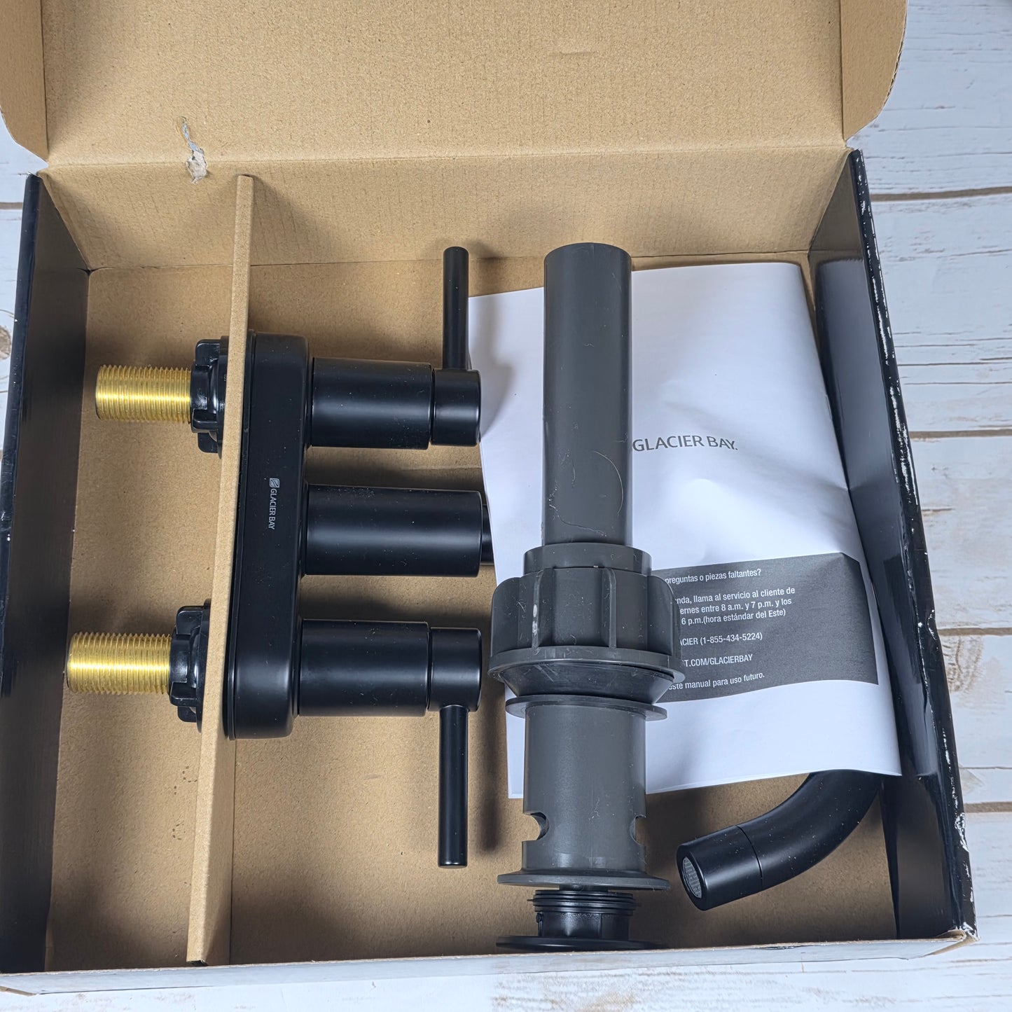 NIOB New Glacier Bay Two Handle Bathroom Faucet 4 in Centerset Matte Black 1005 546 566