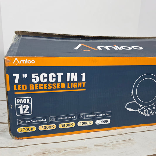 NIOB New Amico 12-Pack 7" 5CCT IN 1 LED Recessed Light A18GL011012009