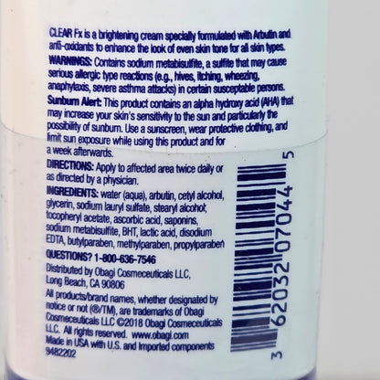 New OBAGI Nu-Derm AM/FM Clear FX #3 Skin Brightening Cream 2 oz