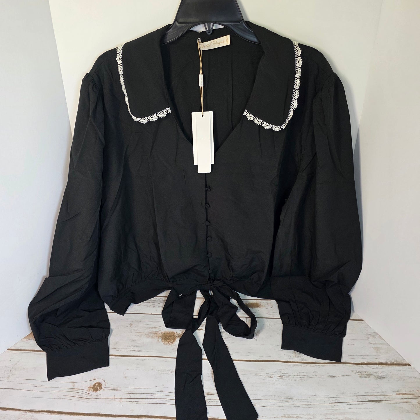 NWT New Belle Pogue Elegant Retro Blouse Black 2XL