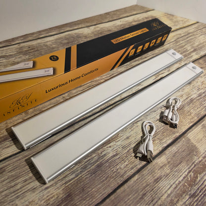 NIB New J & Y INFINITE LED Motion Sensor Lights 2 Pack White Rechargeable