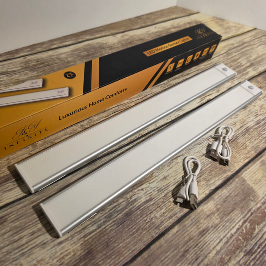 NIB New J & Y INFINITE LED Motion Sensor Lights 2 Pack White Rechargeable