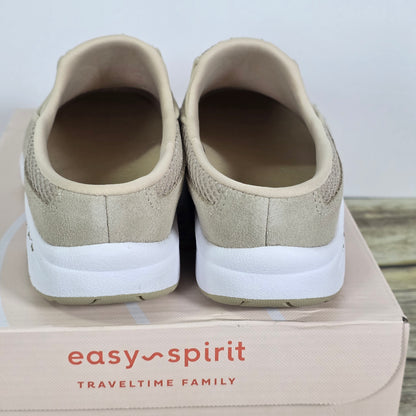 NIB New Women's Easy Spirit Travel Time Slides Light Natural w White 6.5M