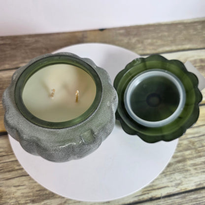 NWT New Pumpkin Woods Frosted Glass 12 Oz Scented Candle- Set of 4