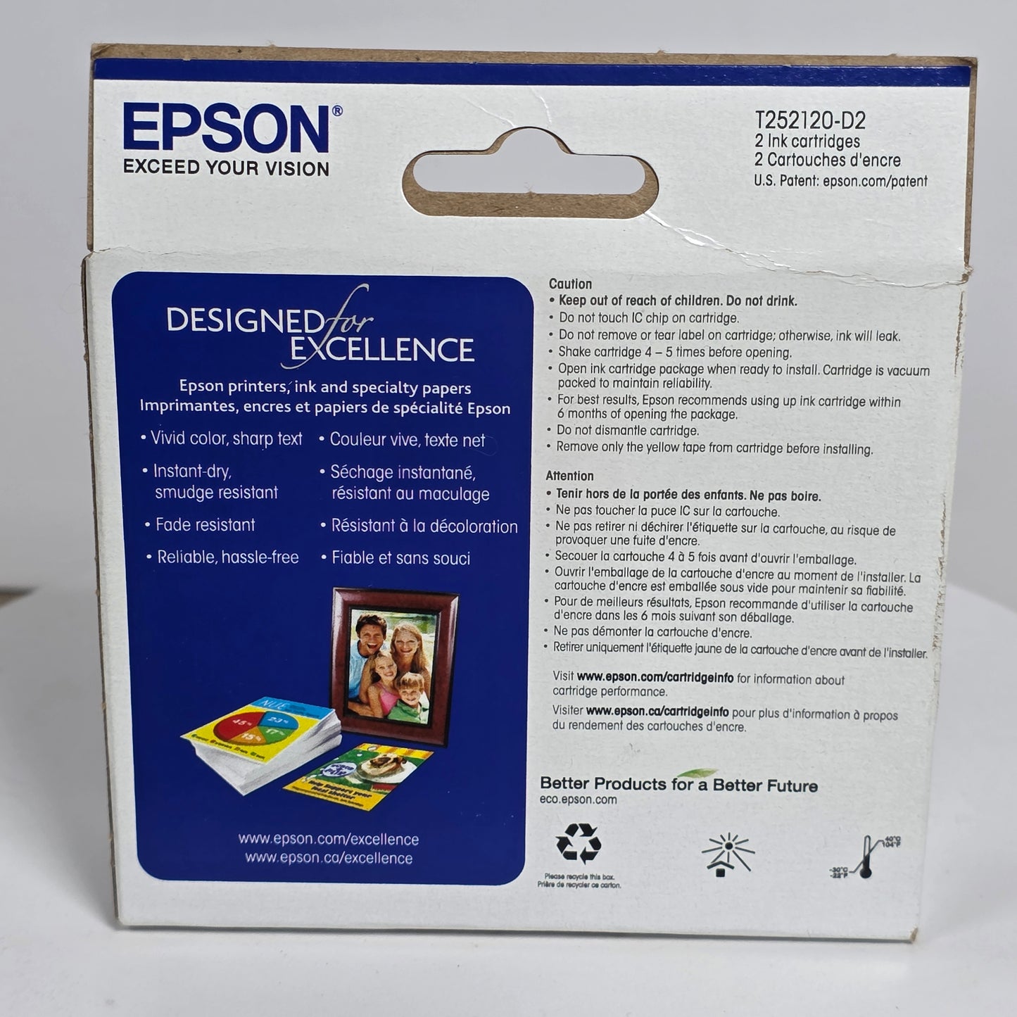 NIB New Epson 252 Standard Capacity DuraBrite Ultra Ink Cartridge Black 2 Pack