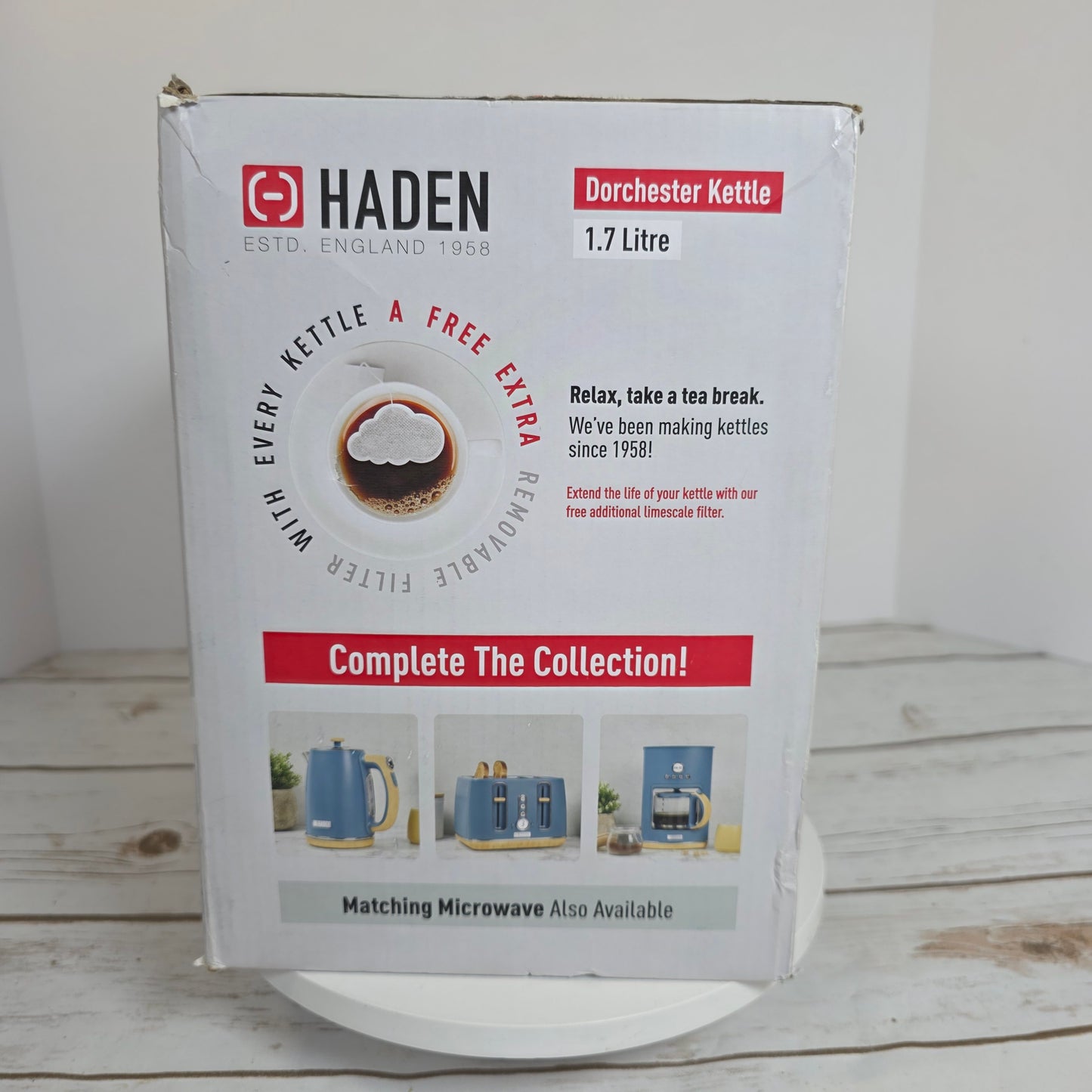 NIB New HADEN Dorchester Stainless Electric Kettle 1.7 Litre Stone Blue 75047- RARE FACTORY SEALED!!!