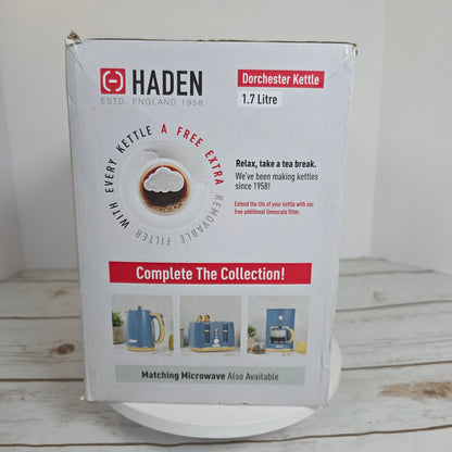 NIB New HADEN Dorchester Stainless Electric Kettle 1.7 Litre Stone Blue 75047- RARE FACTORY SEALED!!!