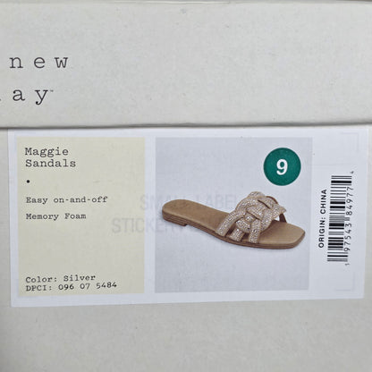 NIB New A New Day Maggies Sandals Slides Silver Women's 9