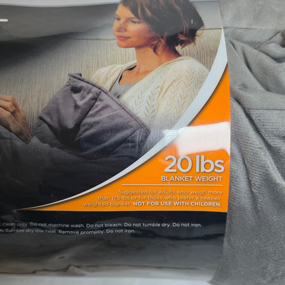 NEW Tranquility Weighted Blanket with Washable Cover 20Lbs Gray
