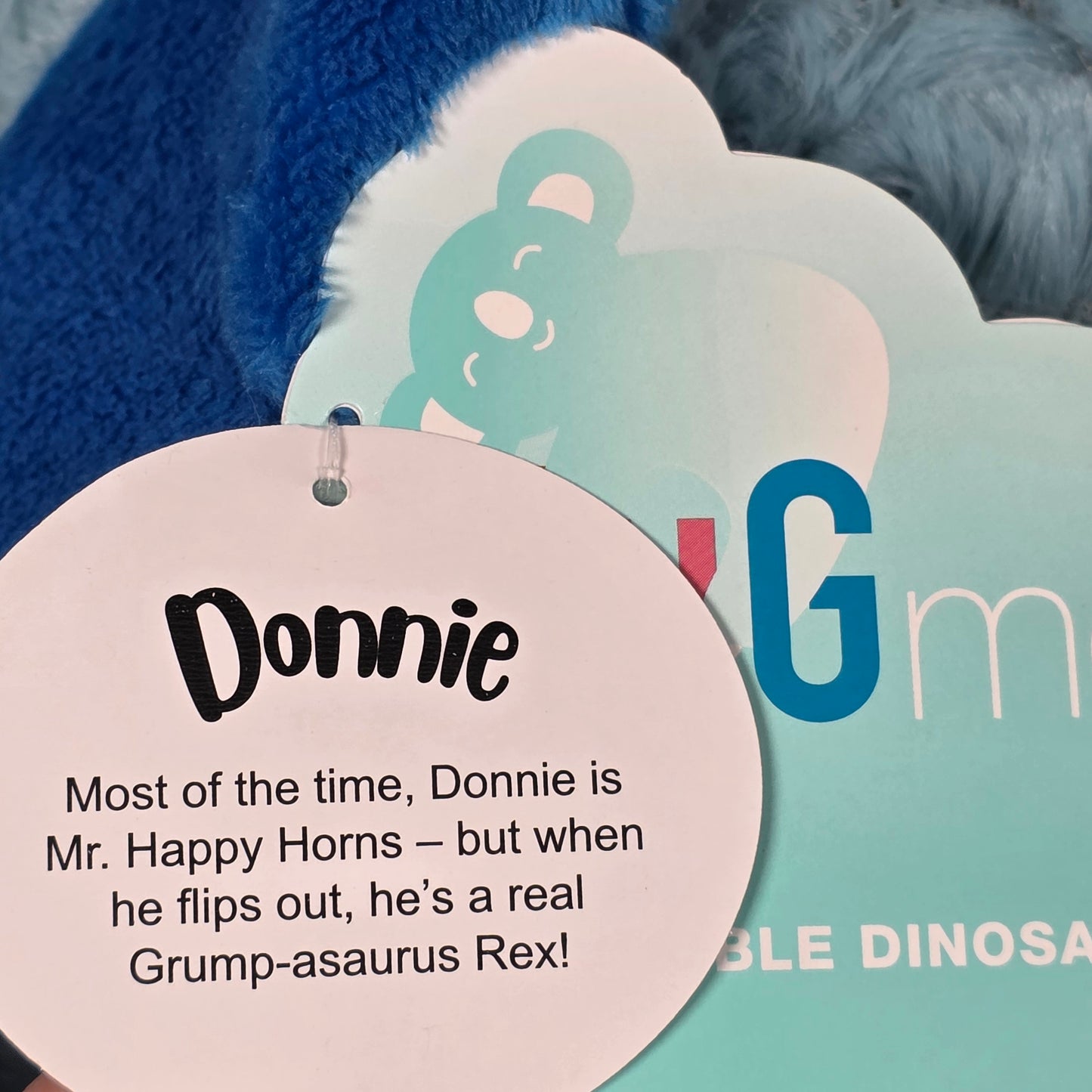 NWT New HugMe Reversible Dinosaur Stuffed Animal Donnie 279771 Blue