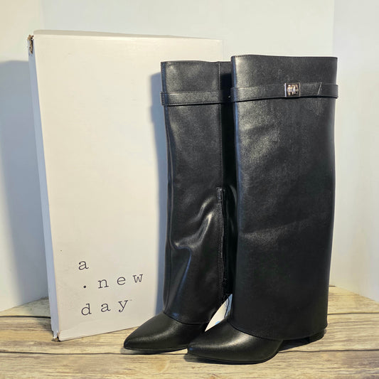 Women's Tambra Fold Over Tall Boots  7.5 A New Day™ Black