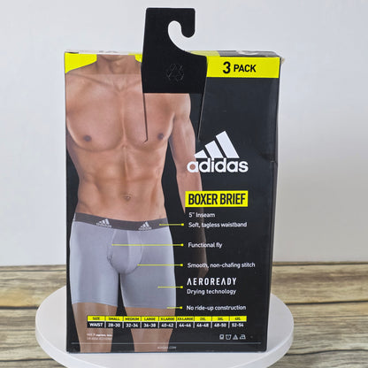 NIP New Adidas Performance Underwear 3 Pk XL Boxer Brief Quick Dry