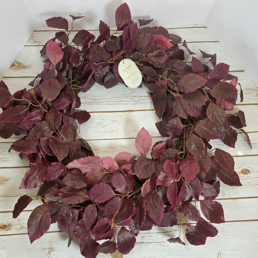 NWT New Threshold Studio McGee Faux Wreath Burgundy Leaf