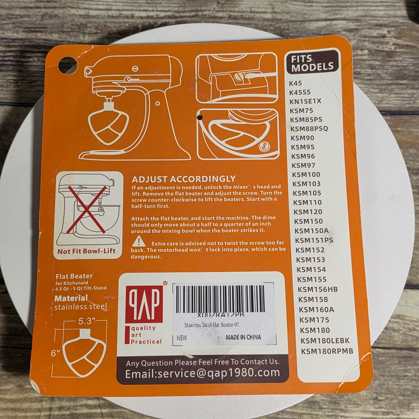 NIP New QAP Flat Beater for Kitchenaid 4.5 Qt - 5 Qt Tilt - Stand Mixer