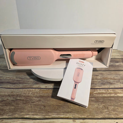 NIOB New TYMO Rovy Wave Curling Iron Pink Hair Styling Curling Iron Hair Crimper Waver - TYMO ROVY Beach Waves Curling Wand, Ionic Deep Waver Hair Curler Tool with Ceramic 3 Barrel for Women, Dual Voltage, Anti-Scald, Easy to Use, Pink, 1.25 Inch