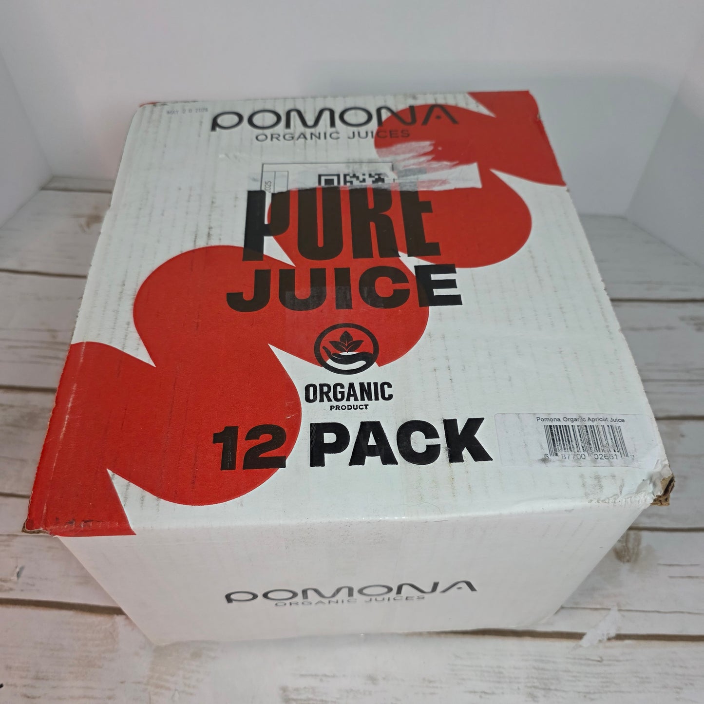 Pomona Organic Apricot Juice, Cold Pressed USDA Organic Juices, 100% Apricots, No Added Sugar, Not From Concentrate, Vegan, Kosher, Non GMO, Pasteurized, 8.4 oz Glass Bottles (Pack of 12)(Packaging May Vary)