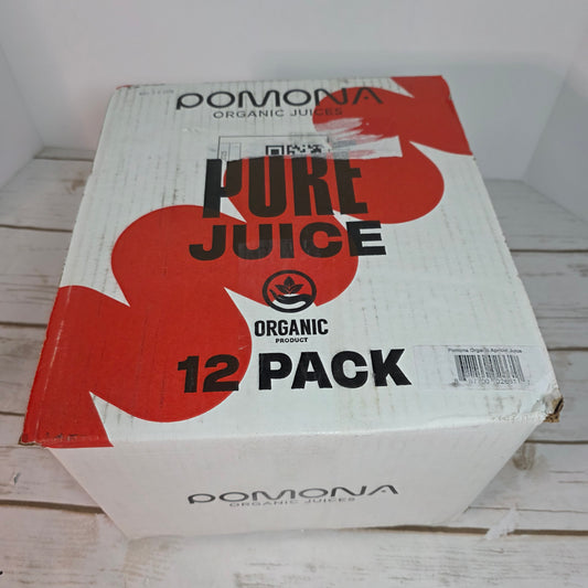 Pomona Organic Apricot Juice, Cold Pressed USDA Organic Juices, 100% Apricots, No Added Sugar, Not From Concentrate, Vegan, Kosher, Non GMO, Pasteurized, 8.4 oz Glass Bottles (Pack of 12)(Packaging May Vary)