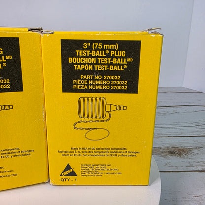 Set of 2 NIB New CHERNE 3" (75 mm) Test-Ball Plug for Pipes & Drains Part No. 270032