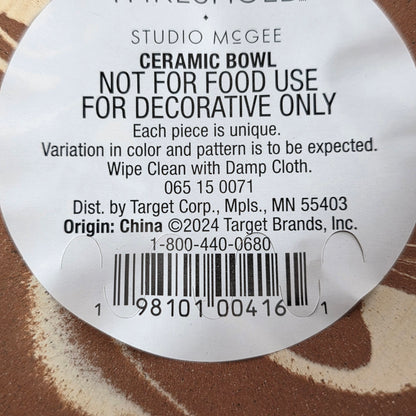 New Studio McGee Orange Swirl Decorative Bowl 10"