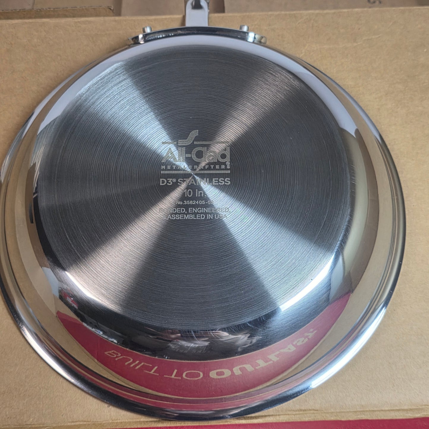 NIB New All-Clad Metalworkers 10" D3 Stainless Steel Covered Fry Pan 3582405-03