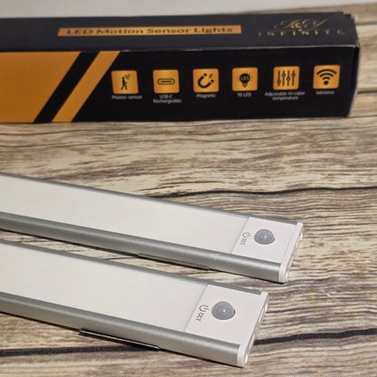 NIB New J & Y INFINITE LED Motion Sensor Lights 2 Pack White Rechargeable