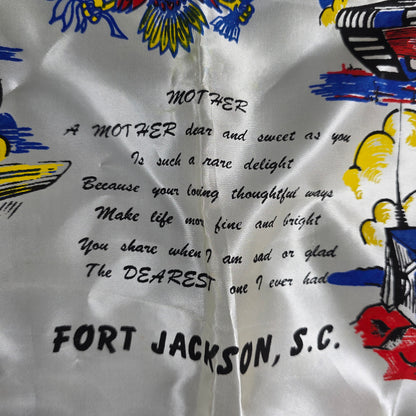 Vintage U.S. Army Mother's Pillow Sham w/ Fringe Fort Jackson S.C.