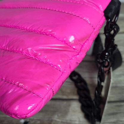 NWT New BCBG Generation Hot Pink Puffy Vinyl GN22374 2-in-1 Convertible Bag