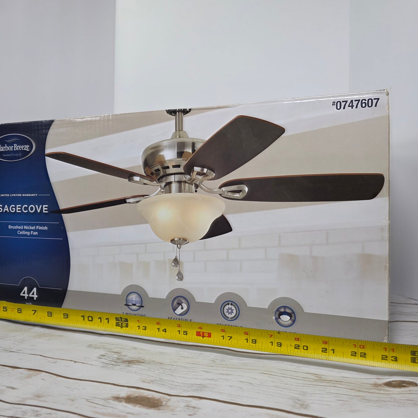 Harbor Breeze Sage Cove 0747607 44 in. Brushed Nickel Finish Ceiling Fan