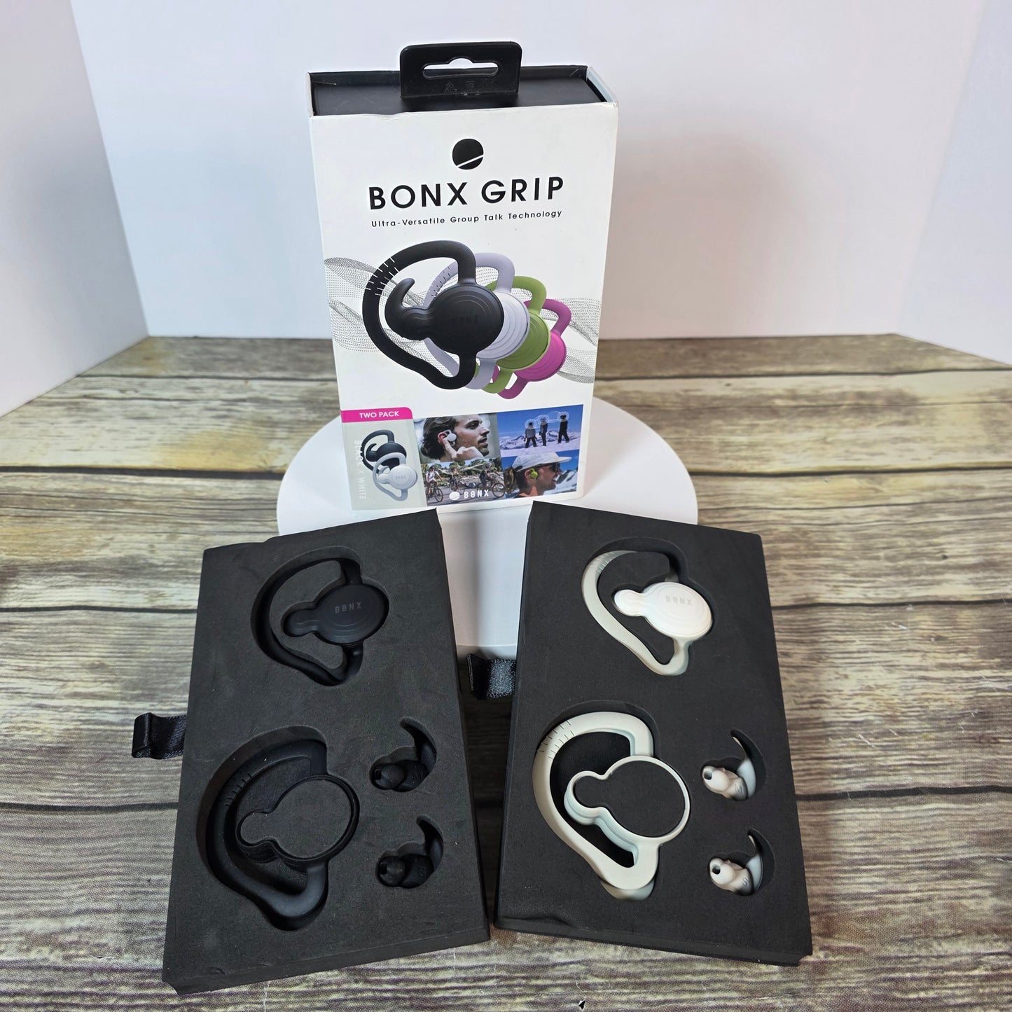 NIOB New BONX GRIP Pack of 2 Bluetooth Headsets Audio Conversation Systems