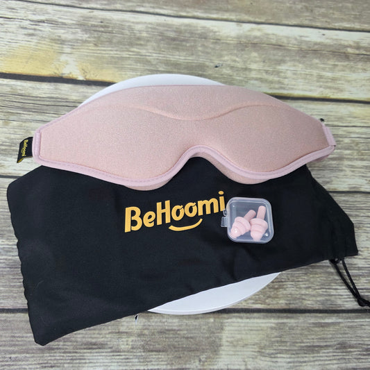 BeHoomi Sleep Mask w Ear Plugs Pink