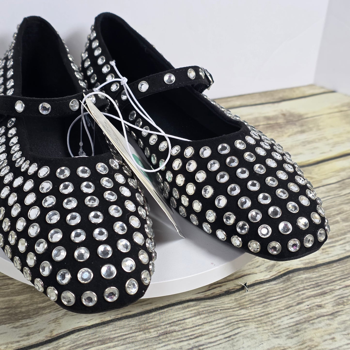 New Women's A New Day Issa Rhinestone Flats Black Size 8.5