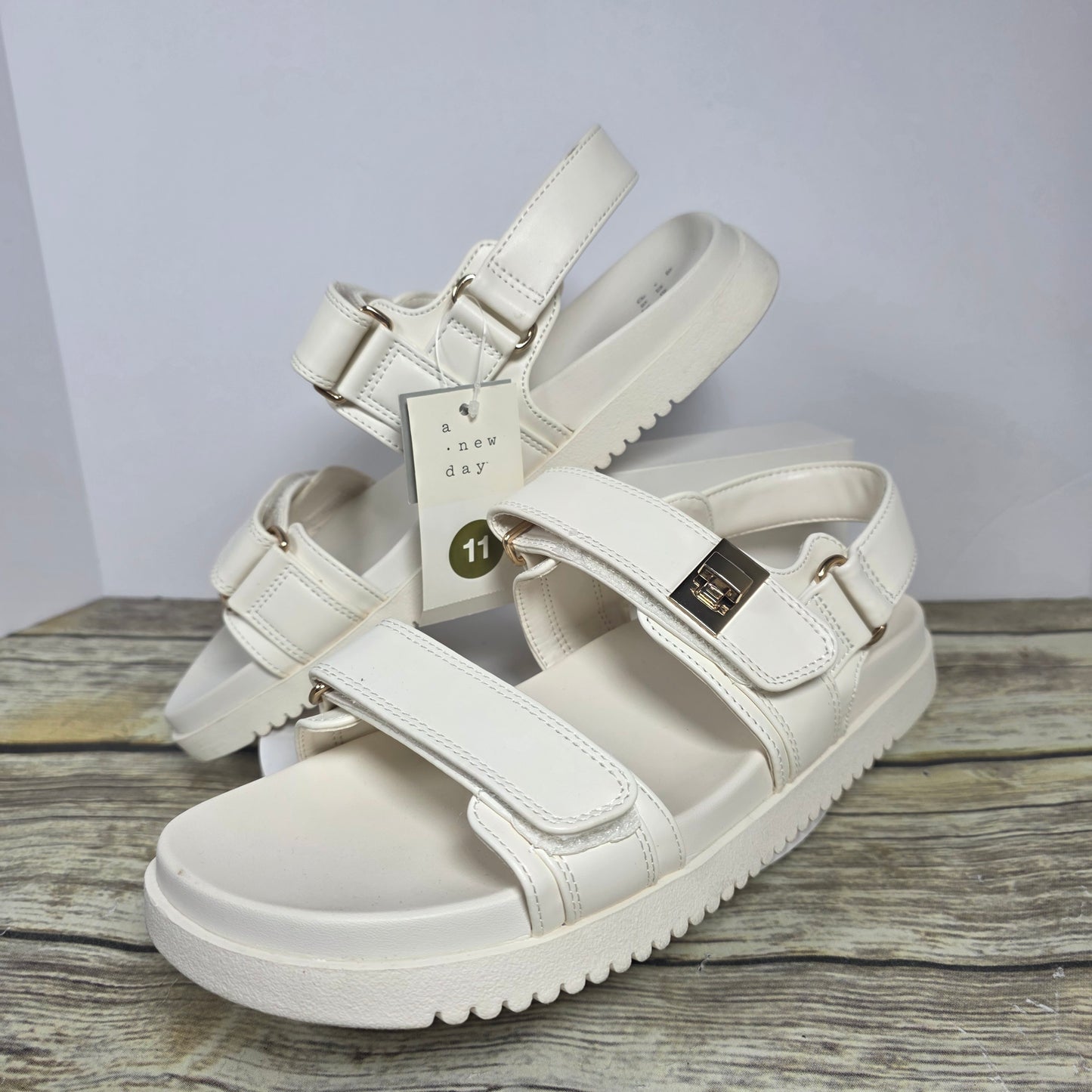 NWT New Women's A New Day Jonie Sandals Off White 11M Chunky F16898276