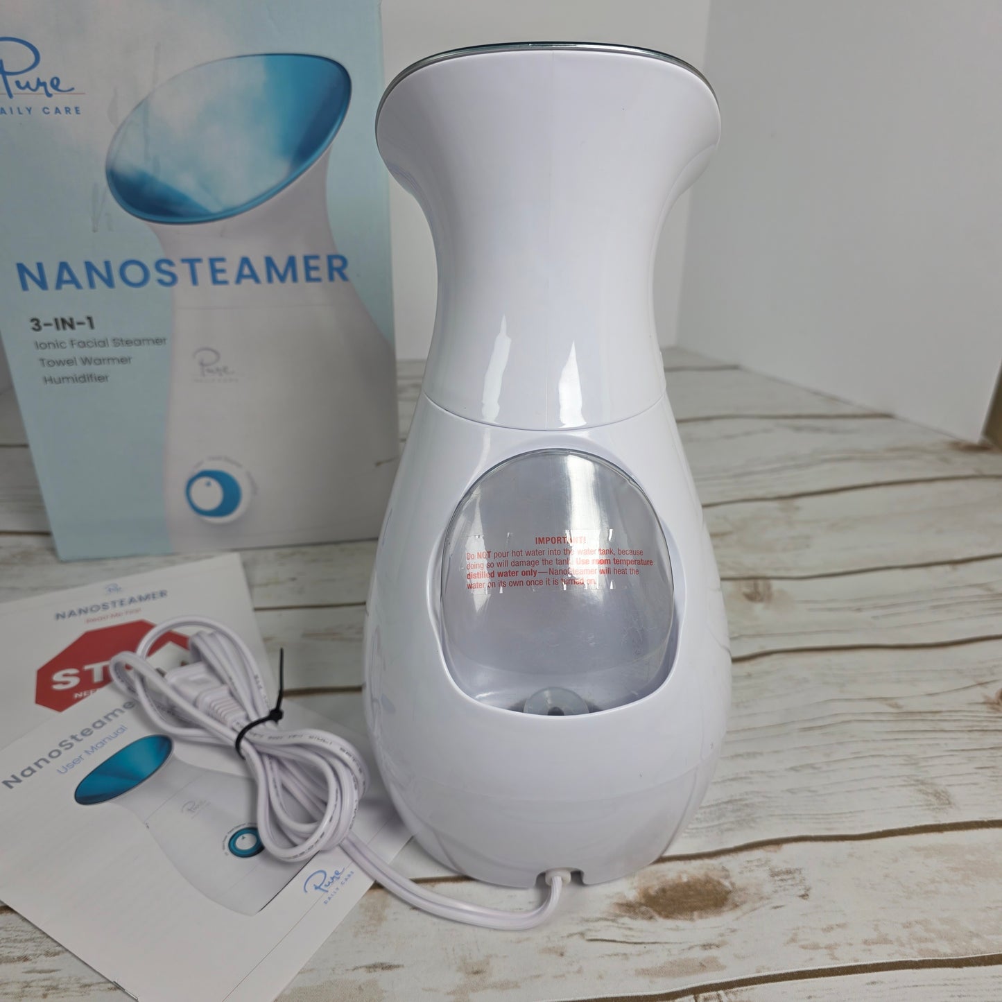 NIOB New Pure NANOSTEAMER  3-in-1 Ionic Facial Steamer Towel Warmer Humidifier PDC-4001