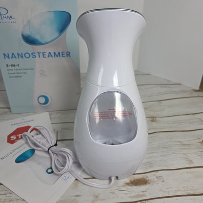 NIOB New Pure NANOSTEAMER  3-in-1 Ionic Facial Steamer Towel Warmer Humidifier PDC-4001