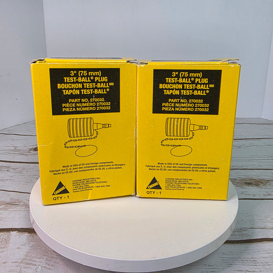 Set of 2 NIB New CHERNE 3" (75 mm) Test-Ball Plug for Pipes & Drains Part No. 270032