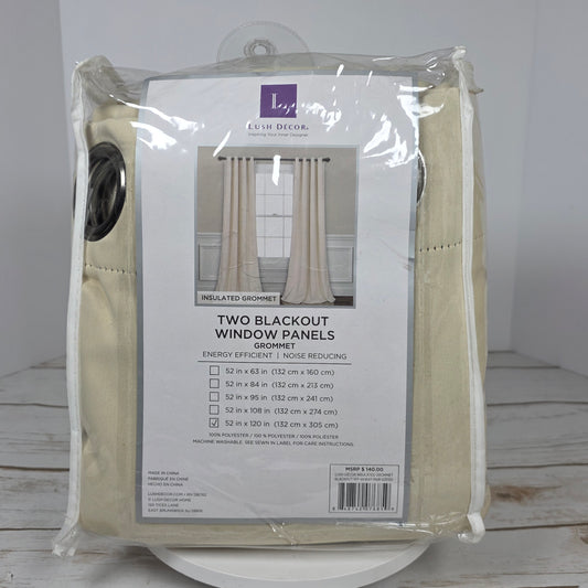 New LUSH DECOR Two Blackout Window Panels Insulated Grommet Wheat Pair 52x120" MSRP $140