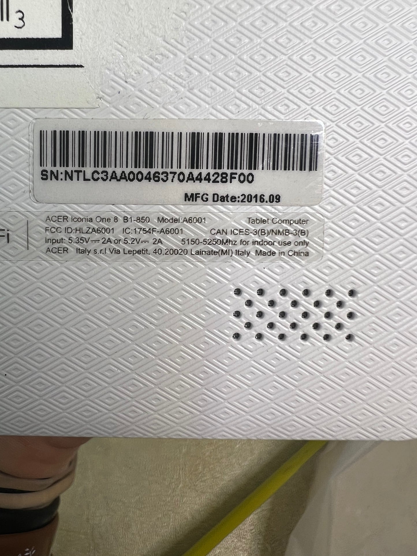 Acer Iconia One8 Tablet White 16GB A6001