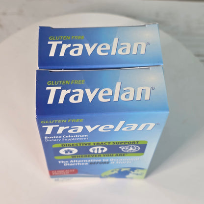 Set of 2 NIB New Travelan Bovine Colostrum Dietary Supplements 200mg/Caplet 30 Caplets/Box