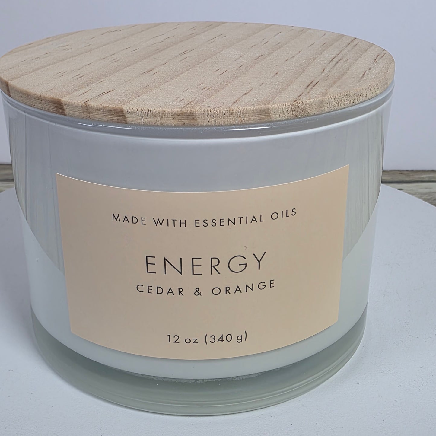 Set of 4 New Threshold 12oz Energy Cedar & Orange 3 Wick Glass Candles